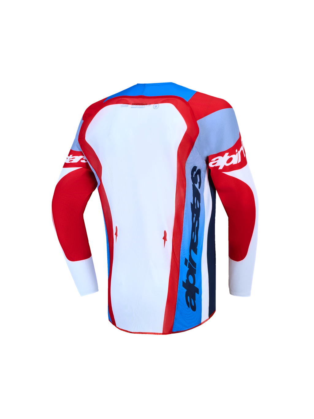 Jersey Supertech Dyna Juvenil 2027 de Alpinestars, vista trasera, rojo y blanco, malla transpirable para motocross.
