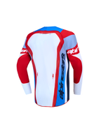 Jersey Supertech Dyna Juvenil 2027 de Alpinestars, vista trasera, rojo y blanco, malla transpirable para motocross.
