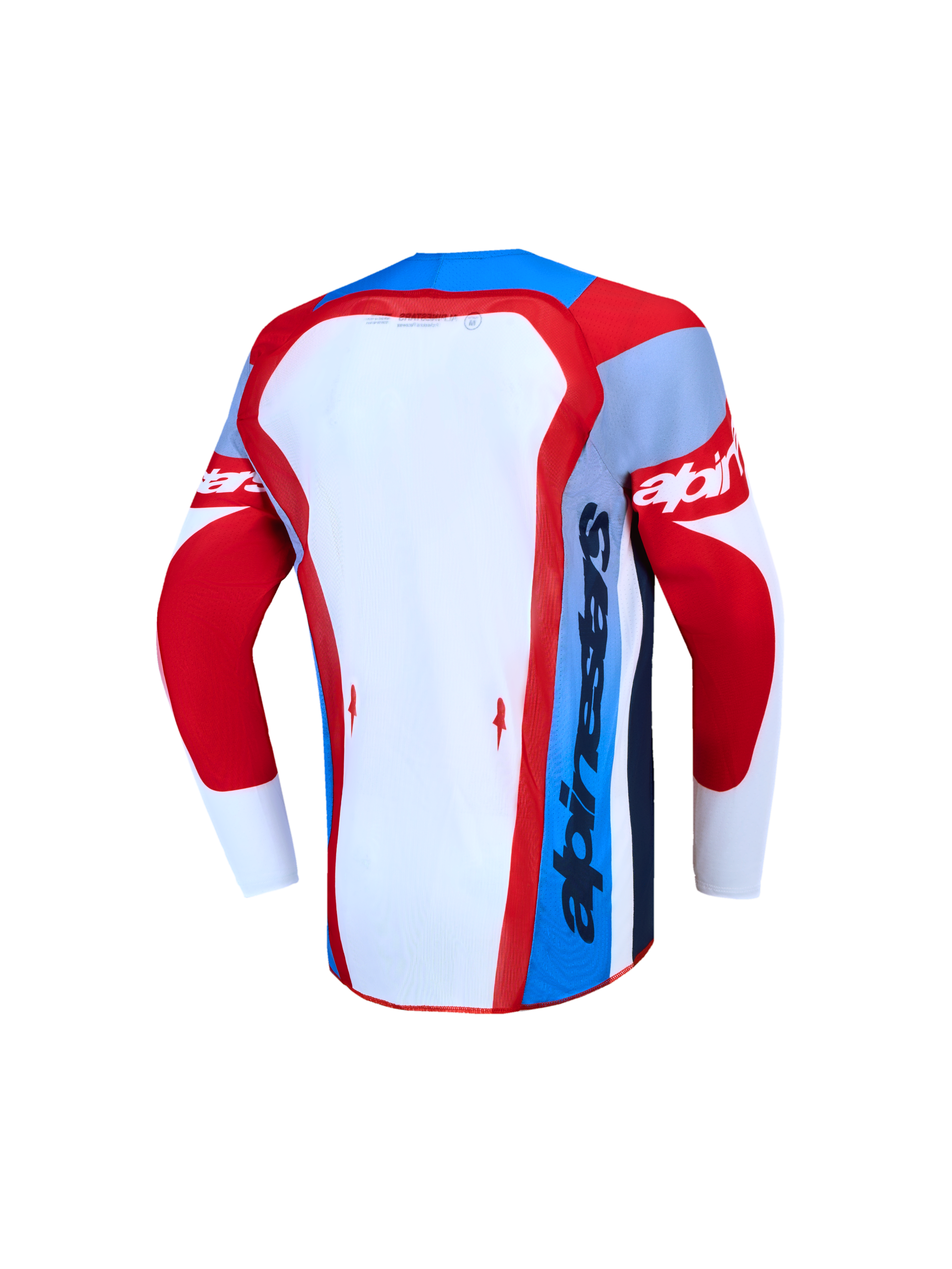 Jersey Supertech Dyna Juvenil 2027 de Alpinestars, vista trasera, rojo y blanco, malla transpirable para motocross.