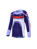 Alpinestars Jersey Supertech Dyna Juvenil, jersey de carreras de motocross, azul marino y blanco con detalles naranja, equipamiento off-road juvenil