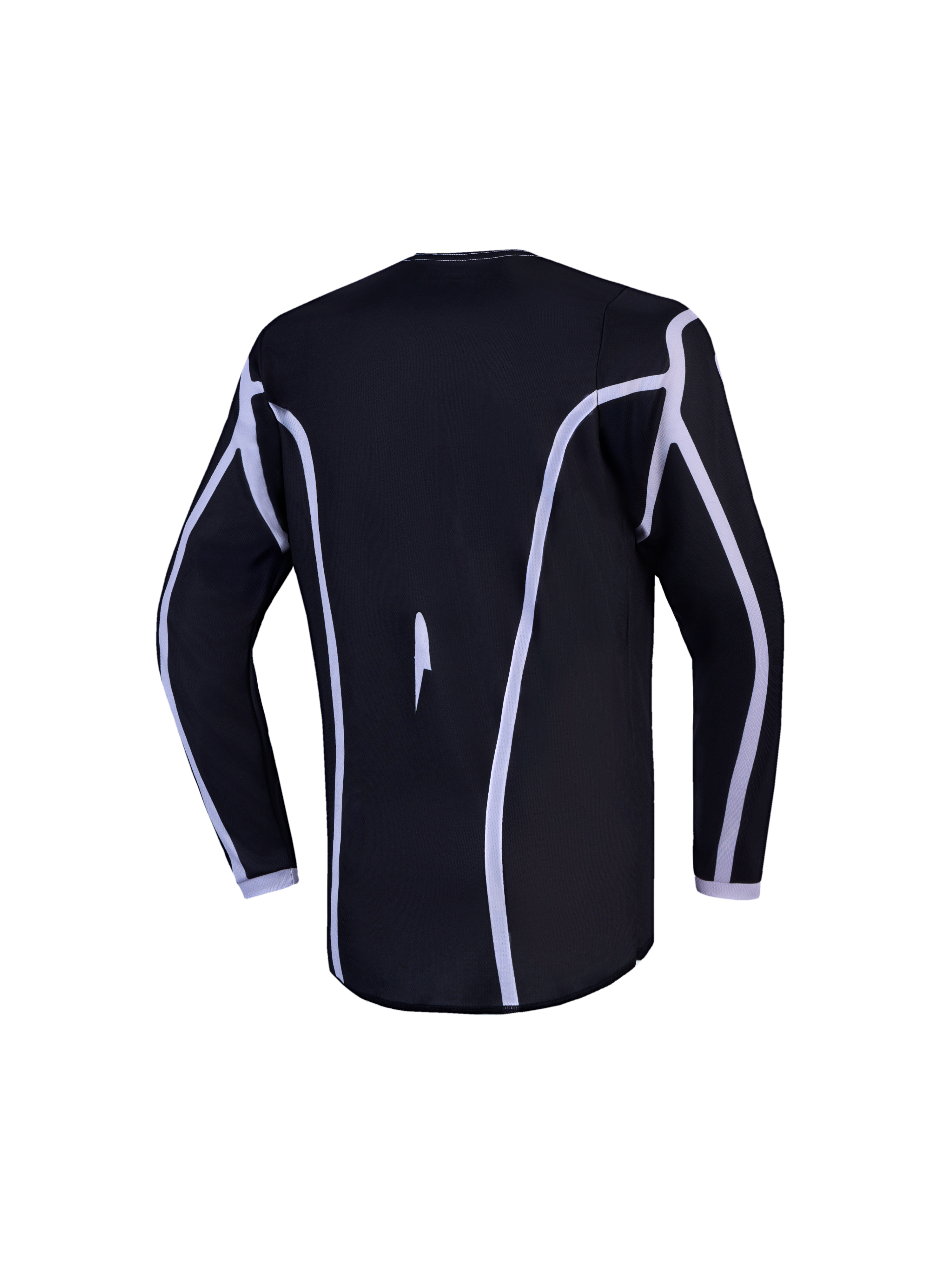 Alpinestars Youth Fluid Apex V2 Jersey, black and white motocross jersey with extended rear hem and ergonomic athletic cut.