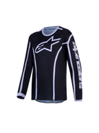 Alpinestars Youth Fluid Apex V2 Jersey AND Gear Set, black and silver motocross jersey with moisture-wicking fabric.