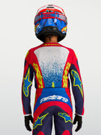 Alpinestars jersey Fluid Drag juvenil, azul y rojo, prenda técnica de motocross con ajuste ergonómico