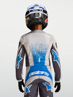 Alpinestars Jersey Juvenil Fluid Drag, jersey de motocross para niños, gris y azul, polifabricado transpirable