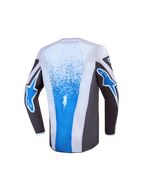 Alpinestars jersey juvenil Fluid Drag 2027, jersey de motocross gris y azul, vista trasera con diseño extendido.