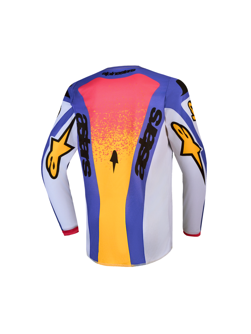 Alpinestars Jersey Fluid Drag Juvenil, jersey de motocross, vista trasera, azul y dorado, construcción de politejido transpirable que absorbe la humedad