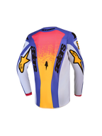 Alpinestars Jersey Fluid Drag Juvenil, jersey de motocross, vista trasera, azul y dorado, construcción de politejido transpirable que absorbe la humedad