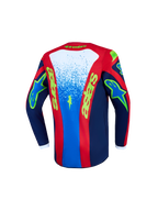 Alpinestars Jersey Fluid Drag Juvenil 2027, jersey de motocross azul y rojo, vista trasera de tejido que absorbe la humedad.