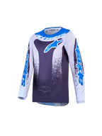 Jersey Juvenil Fluid Drag de Alpinestars, jersey de motocross juvenil, gris y azul, fabricado en politejido transpirable y ligero para off-road