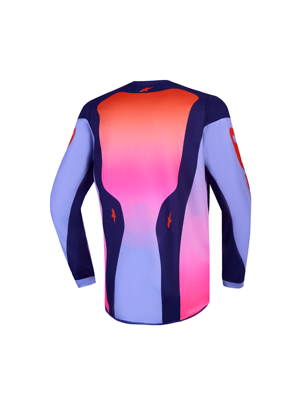 Alpinestars jersey Fluid Hunt juvenil, jersey de motocross morado y rosa fluo con corte trasero más largo, vista trasera