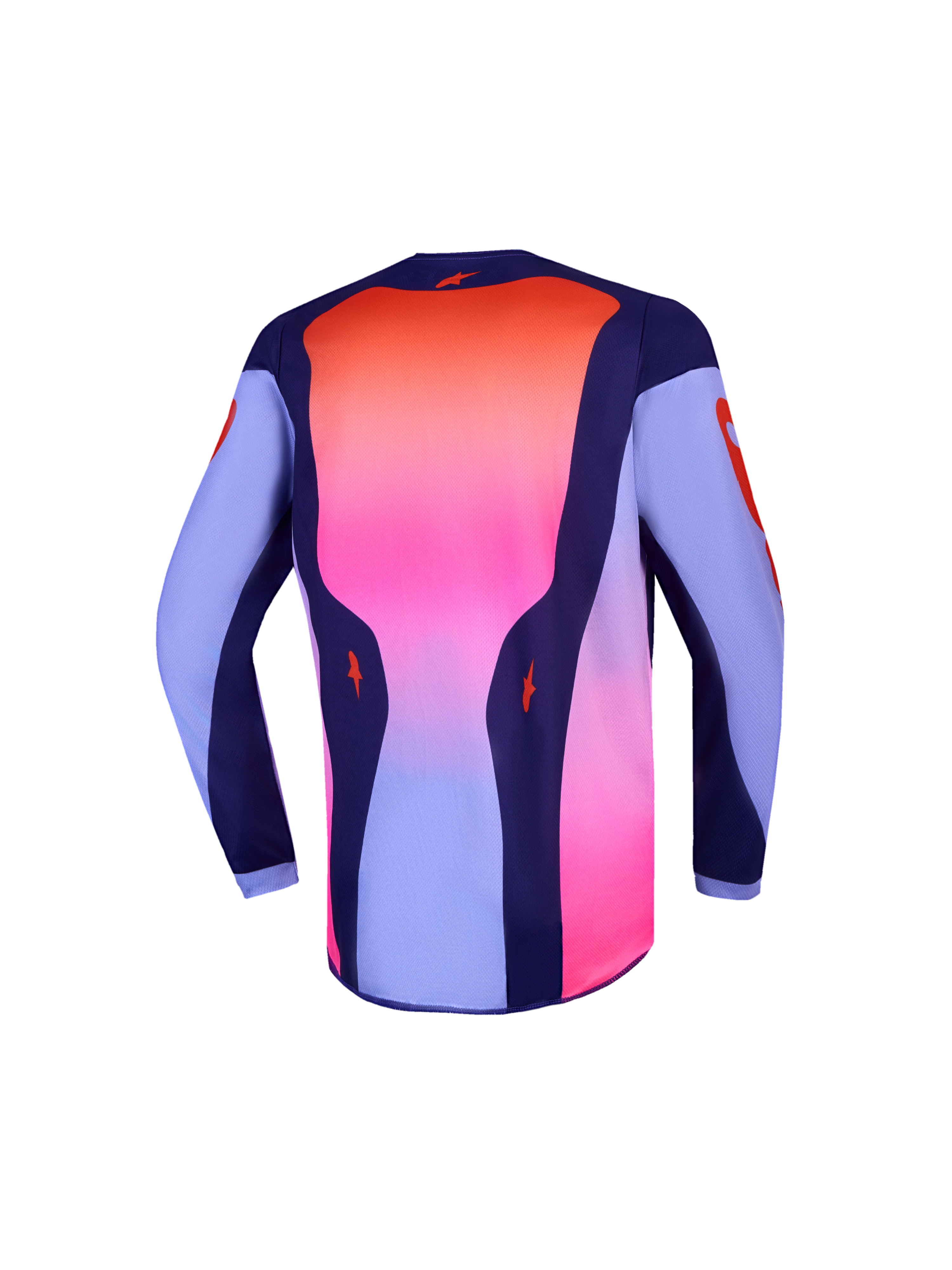 Alpinestars jersey Fluid Hunt juvenil, jersey de motocross morado y rosa fluo con corte trasero más largo, vista trasera