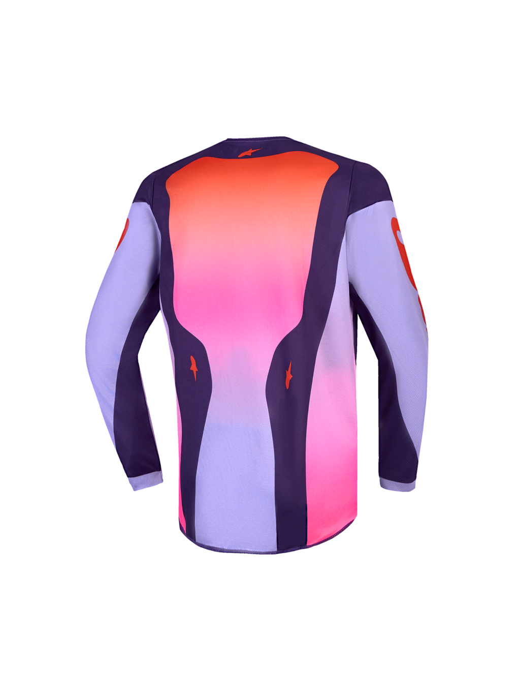 Alpinestars Jersey Fluid Hunt Juvenil, jersey de motocross morado y rosa con panel trasero prolongado para mayor cobertura
