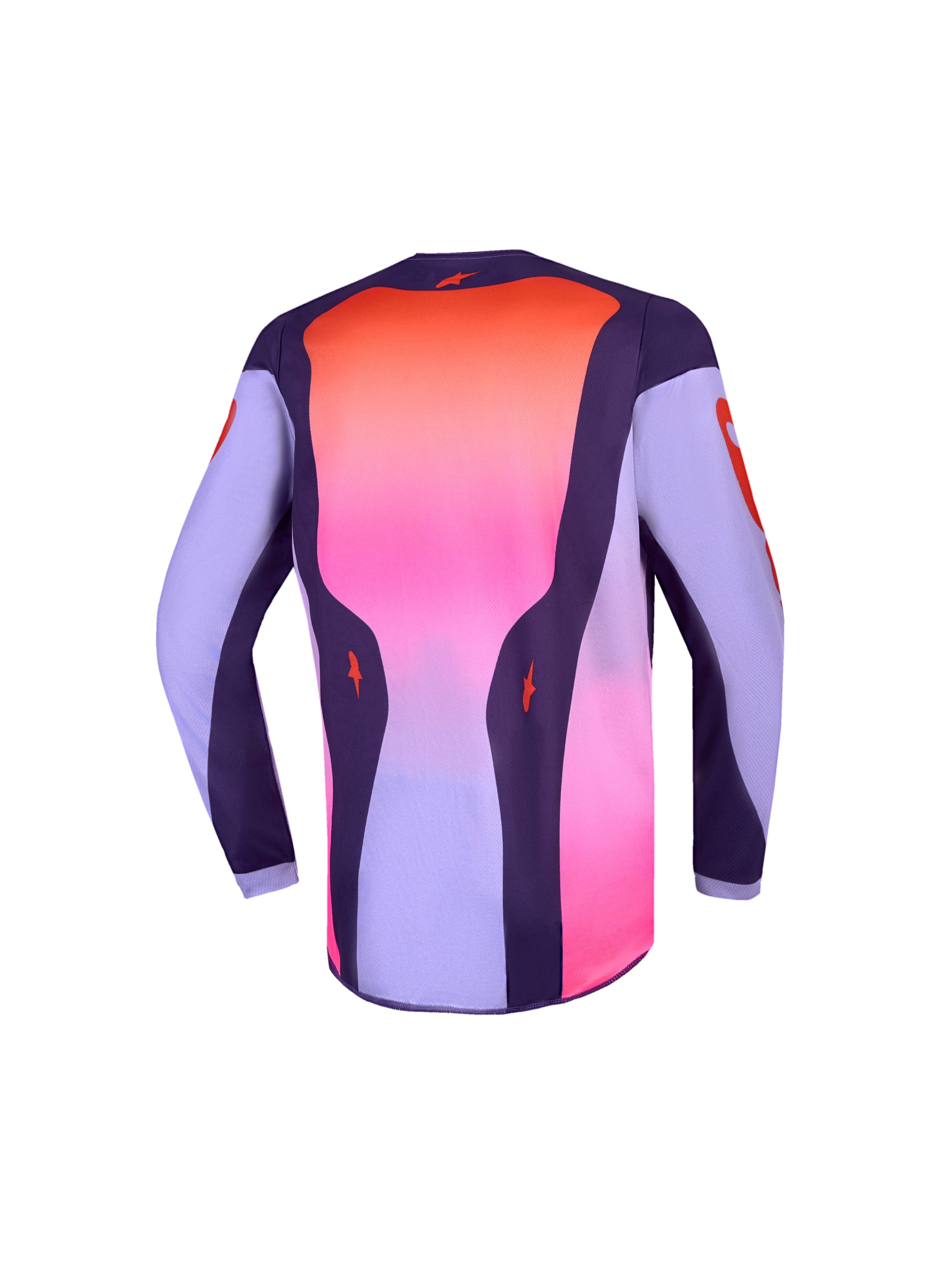 Alpinestars Jersey Fluid Hunt Juvenil, jersey de motocross morado y rosa con panel trasero prolongado para mayor cobertura