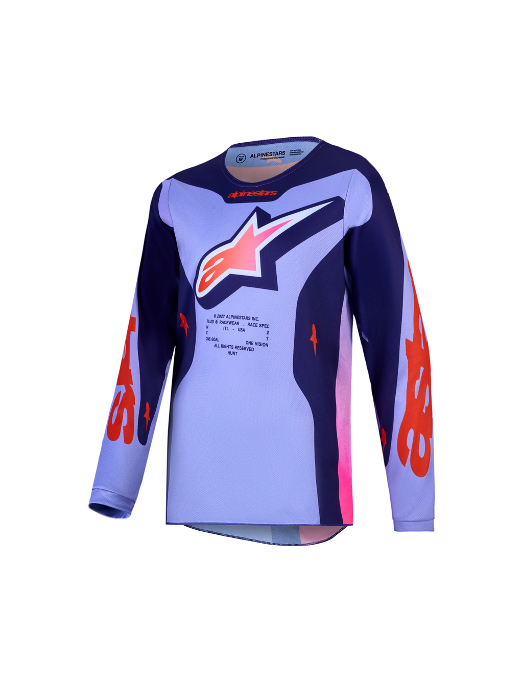 Alpinestars jersey Fluid Hunt juvenil, camiseta de motocross en morado y rosa, tejido técnico y transpirable