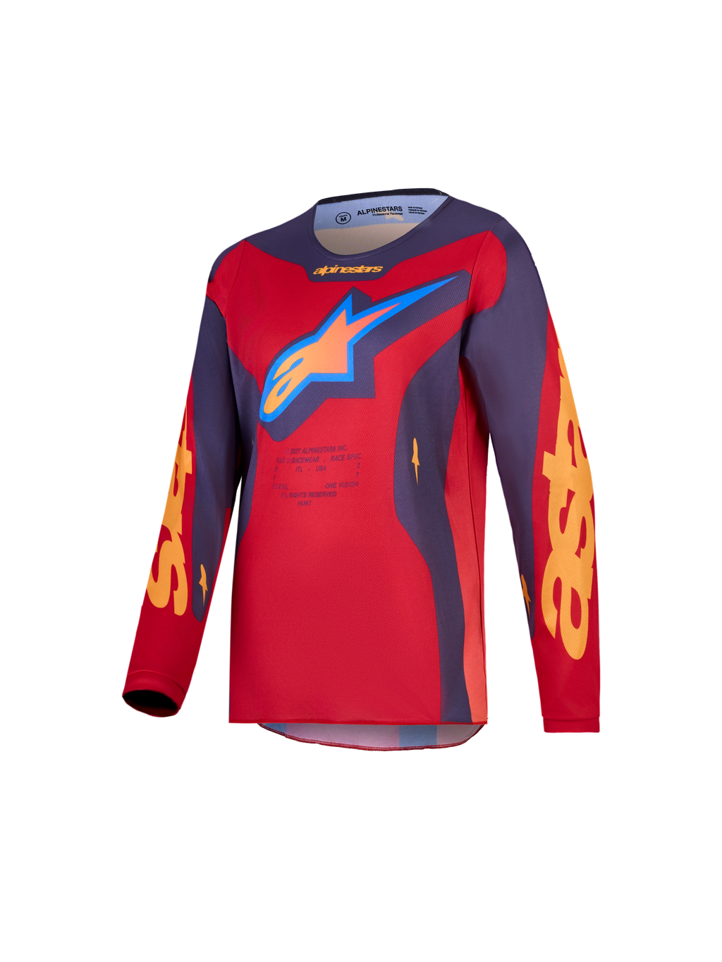 Alpinestars Jersey Fluid Hunt Juvenil, jersey de motocross para niños, rojo y gris, tejido de poliéster transpirable
