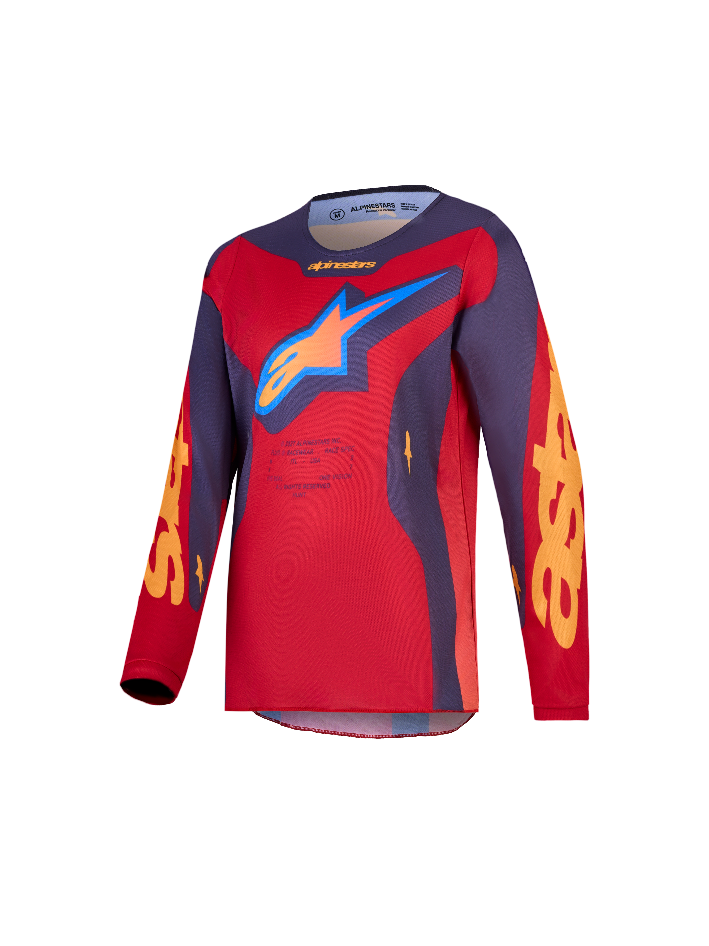 Alpinestars Jersey Fluid Hunt Juvenil, jersey de motocross para niños, rojo y gris, tejido de poliéster transpirable