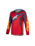 Alpinestars jersey Fluid Hunt juvenil 2027, jersey de motocross, rojo y gris, polifabricado transpirable que evacua la humedad, diseño ergonómico para pilotaje off-road