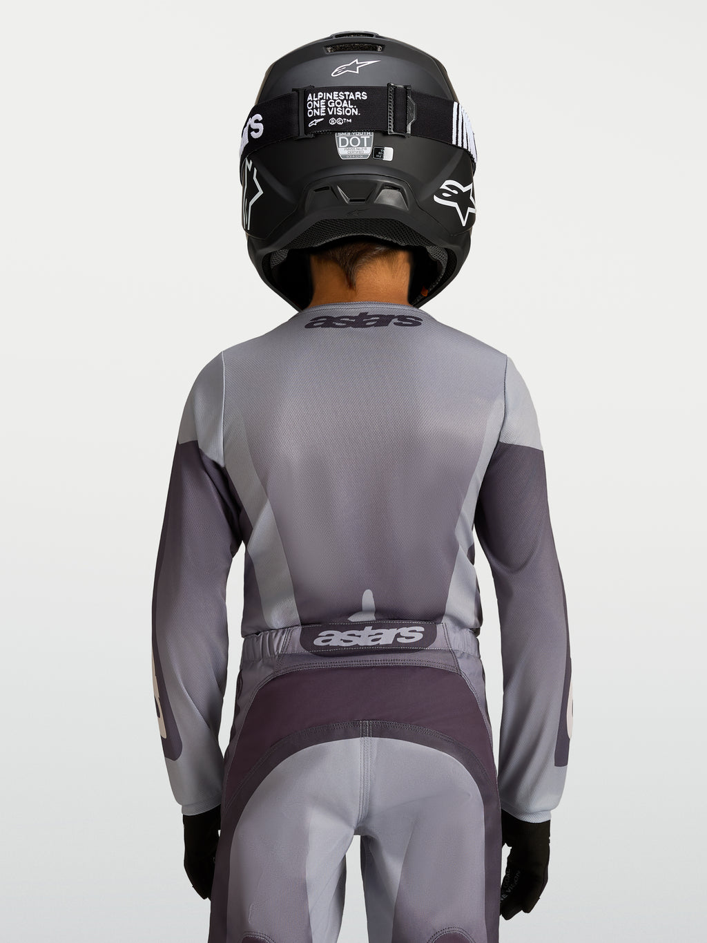 Alpinestars Fluid Amber Juvenil, jersey de motocross en gris y arena, textil transpirable para rendimiento off-road