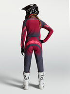 Alpinestars Stella Techstar Swan gear set y pantalones, equipo de motocross para mujer, gris oscuro y rojo, vista trasera.