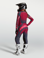 Alpinestars Stella Techstar Swan jersey y conjunto de motocross para mujer, en color rojo carmesí y gris oscuro