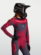 Alpinestars Stella Techstar Swan Jersey, jersey de motocross para mujer, carmesí y gris oscuro, ajuste deportivo de carrera con ventilación láser, modelo con equipamiento completo de off-road