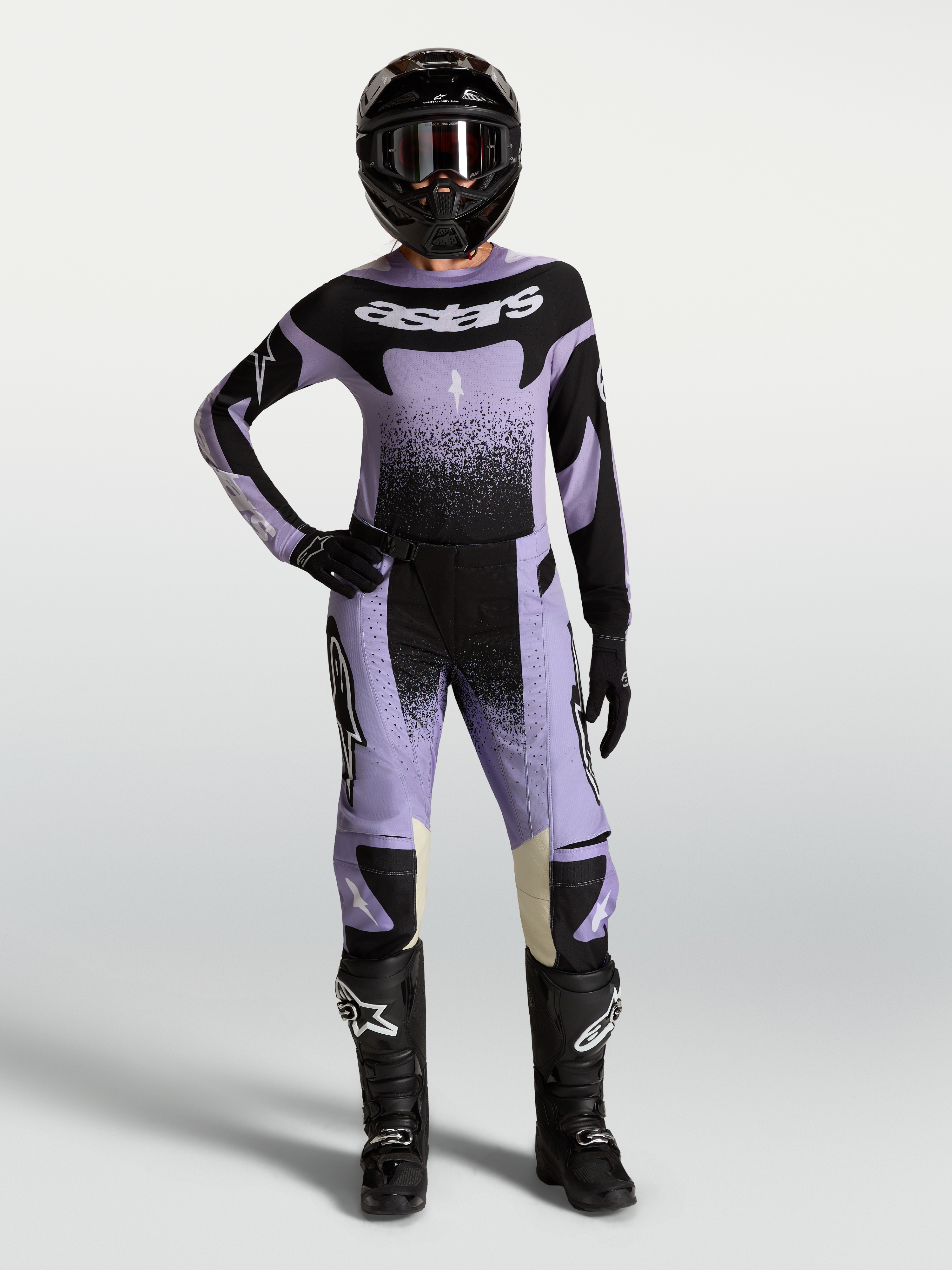 Pantalones Stella Techstar Swan de Alpinestars, pantalones de motocross para mujer, lila y negro, rendimiento off-road