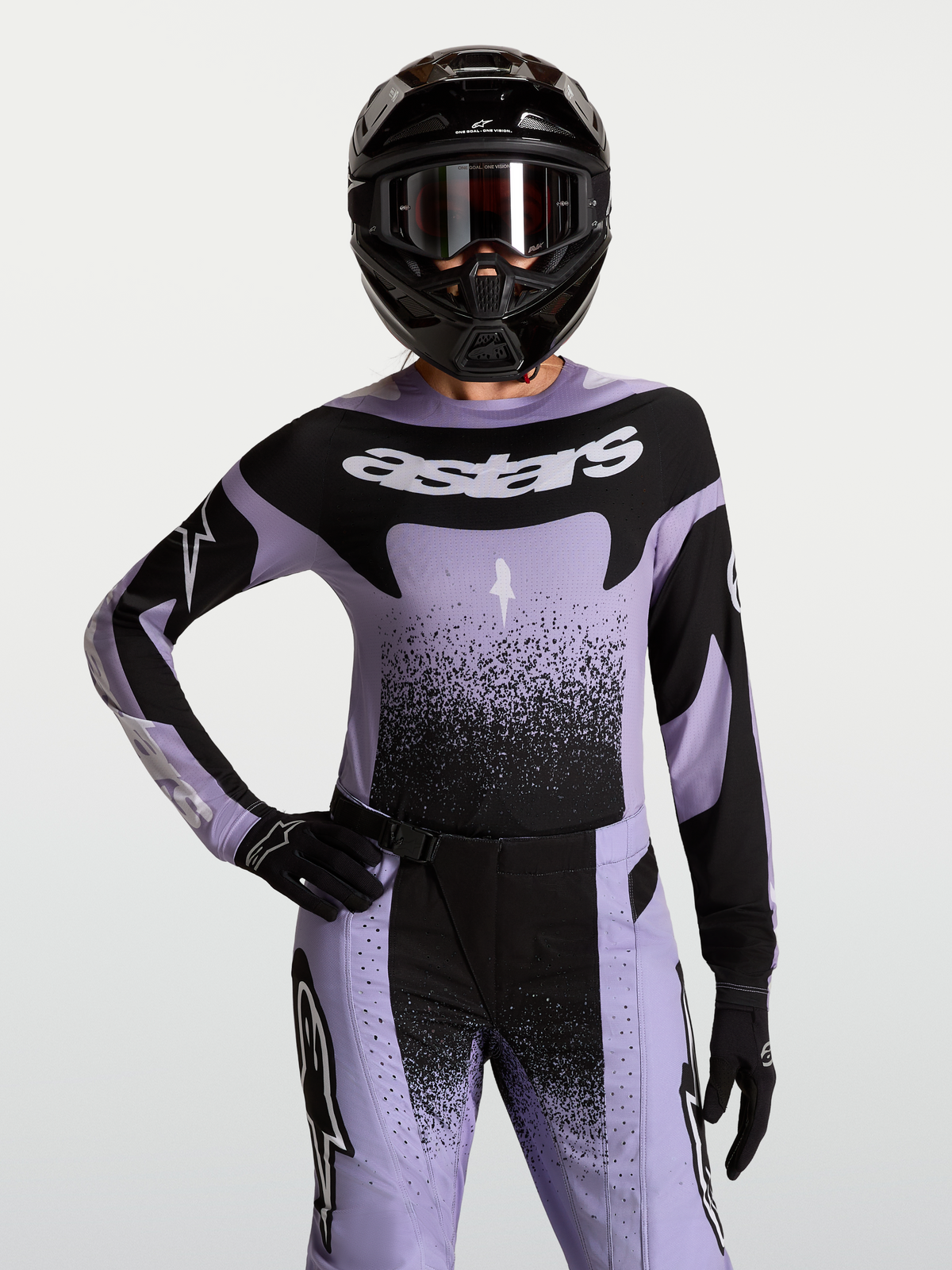 Jersey Alpinestars Stella Techstar Swan para mujer, violeta claro y negro, ajuste de carrera textil de motocross en modelo