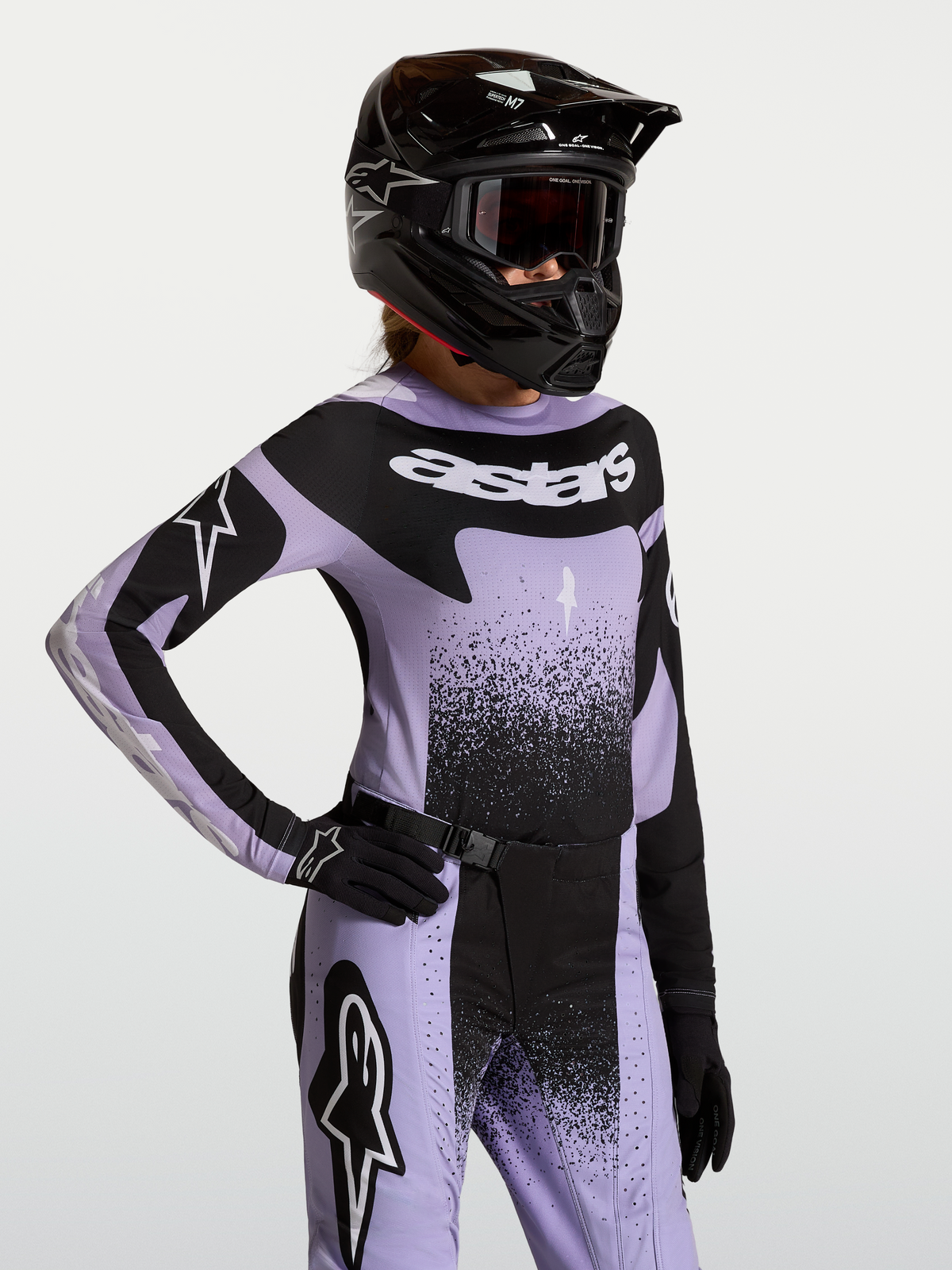 Alpinestars Stella Techstar Swan, jersey de motocross para mujer, violeta claro y negro, ajuste atlético de carrera, ideal para MX y off-road