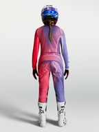 Jersey Stella Fluid Kepler de Alpinestars, jersey de motocross para mujer, morado y rojo, polifabricado, vista trasera.