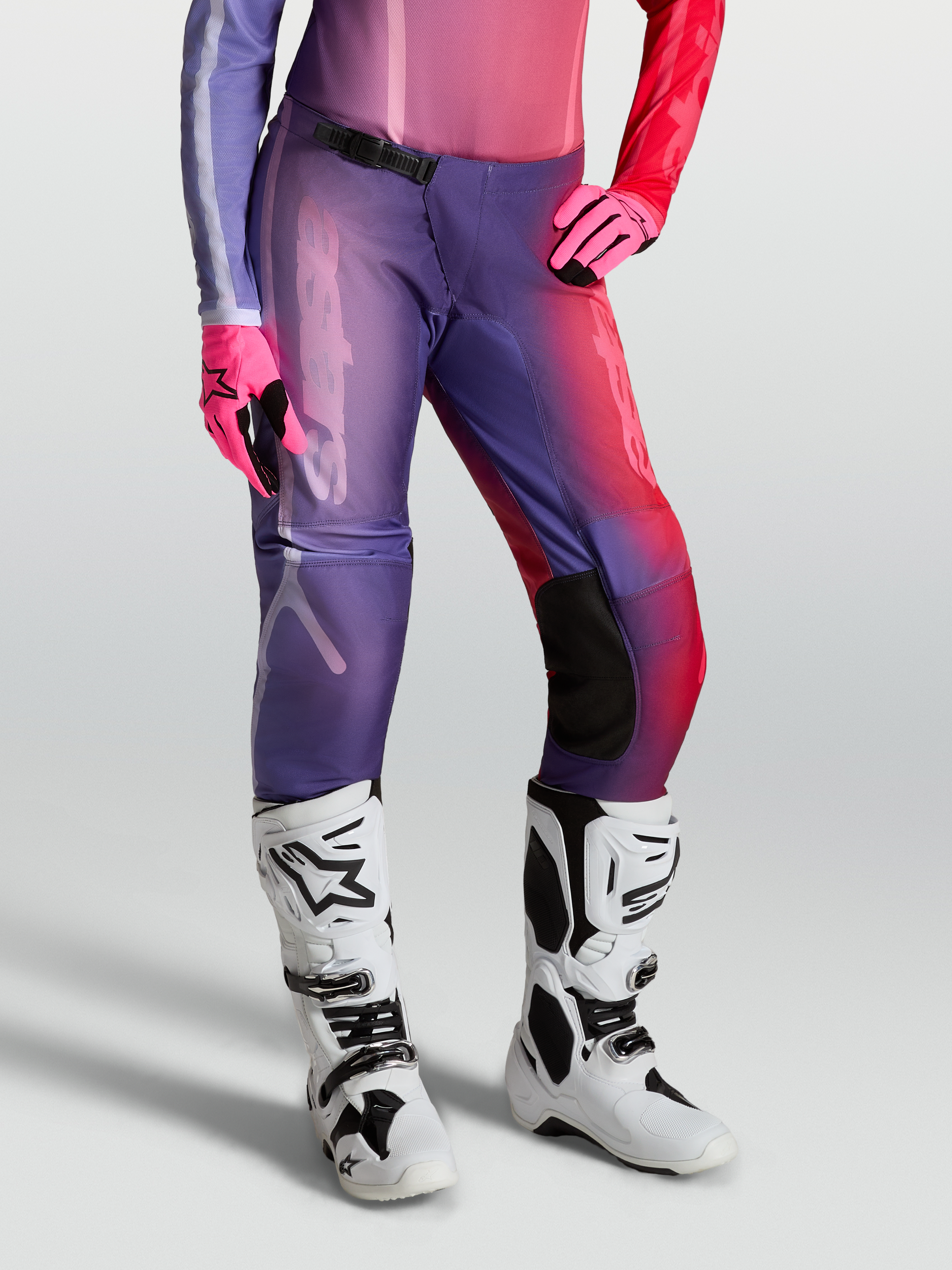 Alpinestars Stella Fluid Kepler, pantalones de motocross para mujer, morados y rojos, diseño ergonómico off-road