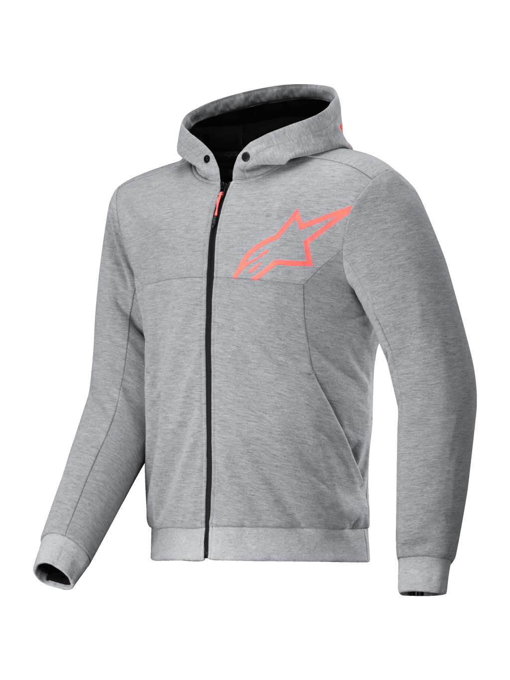 Sudadera Alpinestars Chrome V2 Sport, chaqueta de moto textil gris y rojo fluorescente para conducción urbana, compatible con Tech-Air.
