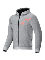 Sudadera Alpinestars Chrome V2 Sport, chaqueta de moto textil gris y rojo fluorescente para conducción urbana, compatible con Tech-Air.
