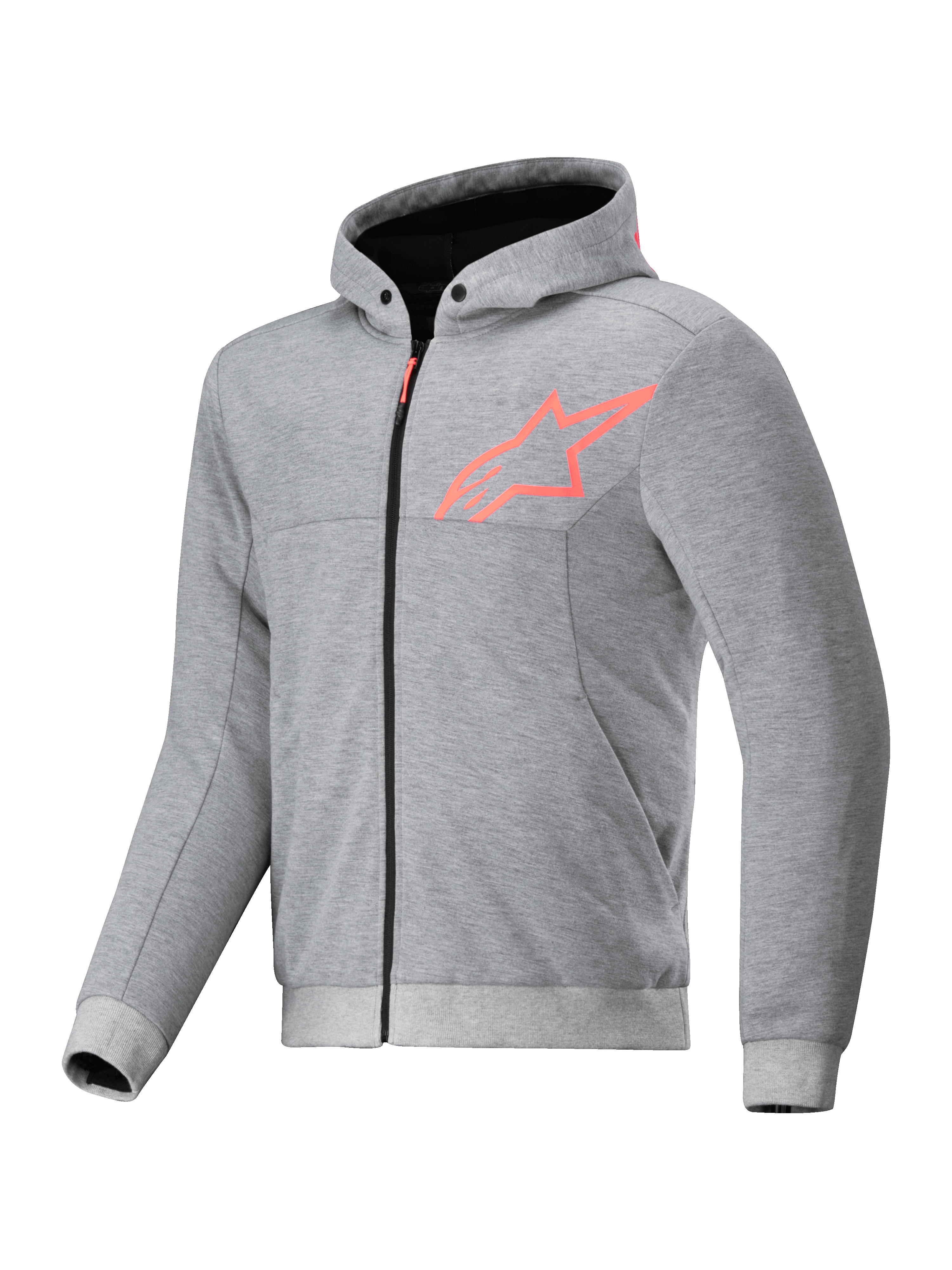 Sudadera Alpinestars Chrome V2 Sport, chaqueta de moto textil gris y rojo fluorescente para conducción urbana, compatible con Tech-Air.