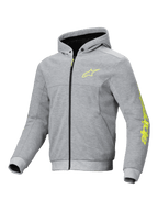 Alpinestars Chrome V2 Sport, sudadera de moto urbana para hombre, gris y amarillo flúor, forro polar técnico, certificada CE