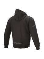 Sudadera Alpinestars Sektor Tech V2 negra para hombre, chaqueta de moto urbana resistente al viento, vista trasera.