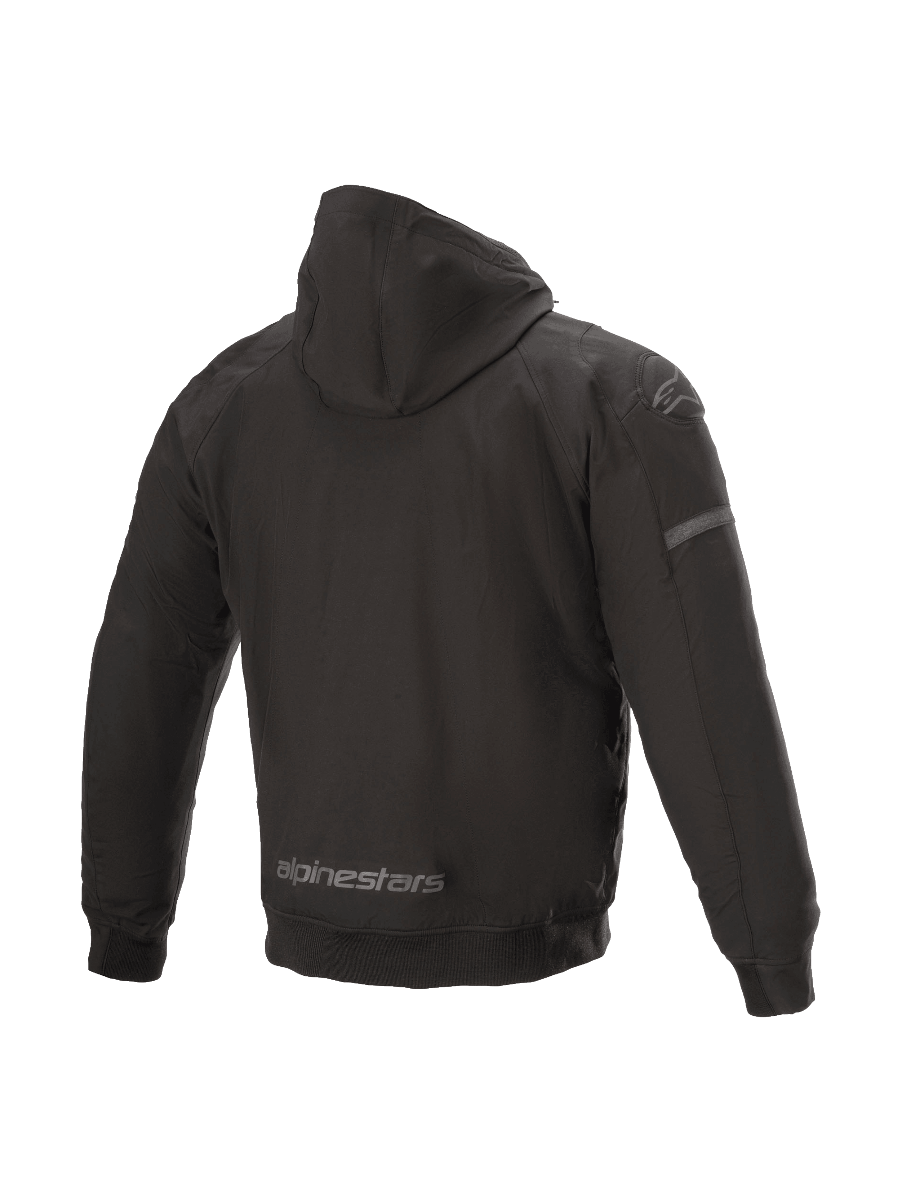 Sudadera Alpinestars Sektor Tech V2 negra para hombre, chaqueta de moto urbana resistente al viento, vista trasera.