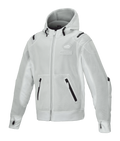 Alpinestars Moflow Air Tech Hoodie, chaqueta de malla para moto para hombre, gris claro con detalles negros, construcción completa de malla, bolsillos con cremallera, puños con orificios para los pulgares, equipamiento de conducción urbana