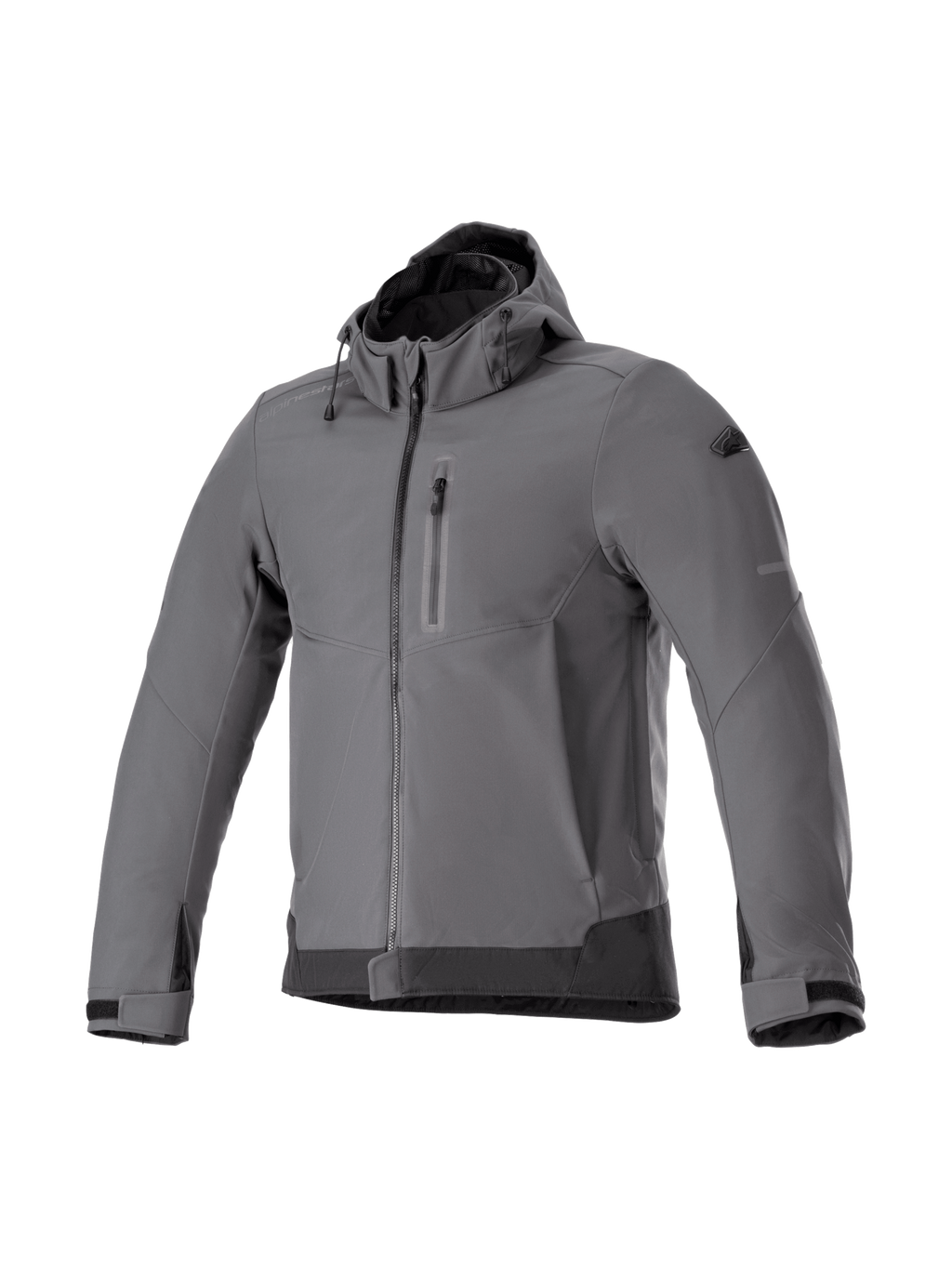 Sudadera Alpinestars Neo Waterproof Hoodie, chaqueta de moto urbana para hombre, gris, textil impermeable y cortavientos.
