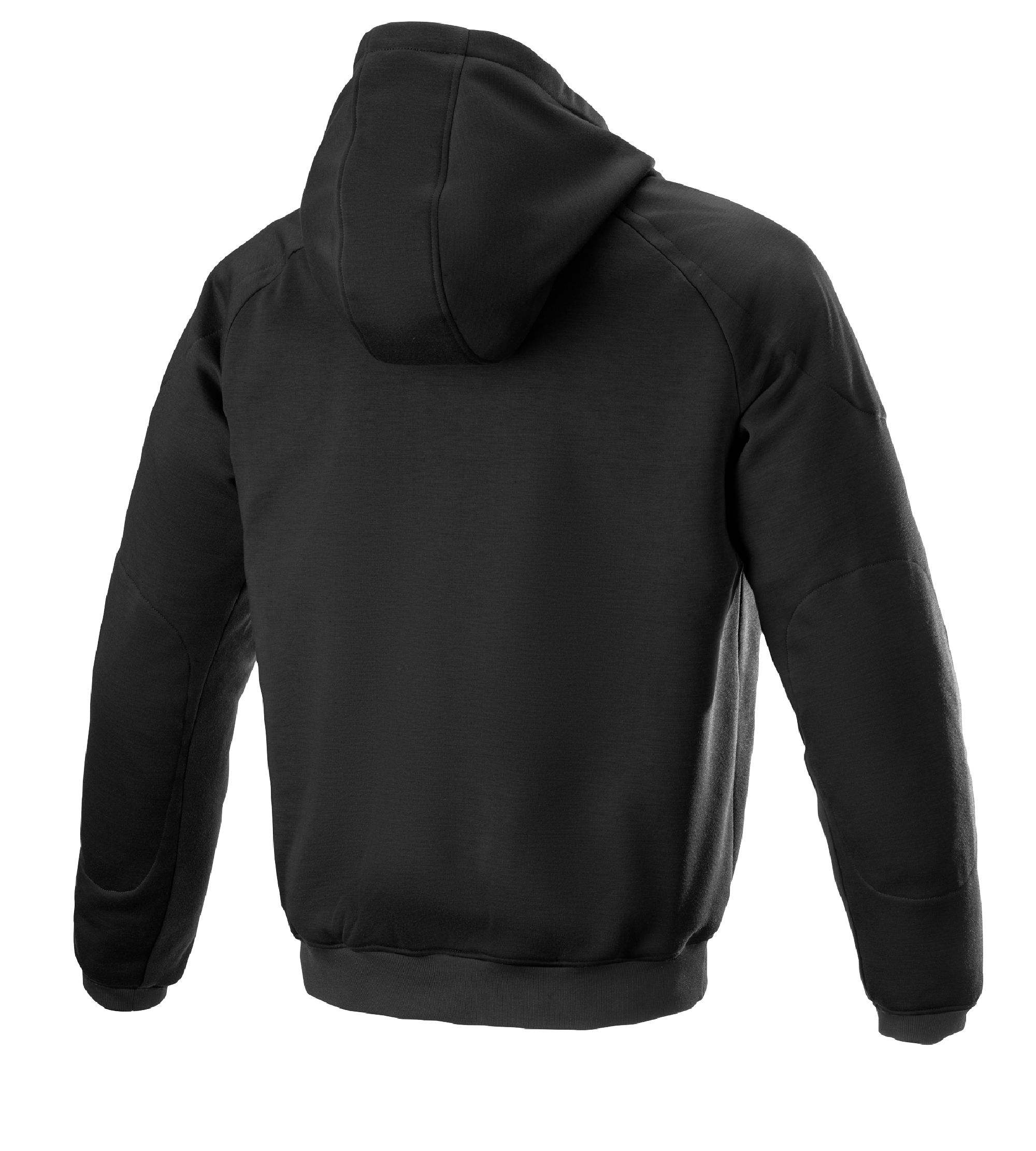 Alpinestars Ageless Hoodie, chaqueta de moto urbana, negro, vista trasera, diseño textil casual con capucha y puños acanalados, perfil anatómico para la conducción urbana.