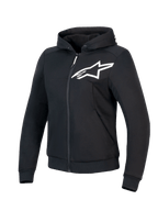 Alpinestars Sudadera Stella Chrome V2 Sport, chaqueta de moto para mujer, negra con logotipo Astars blanco, con certificación CE