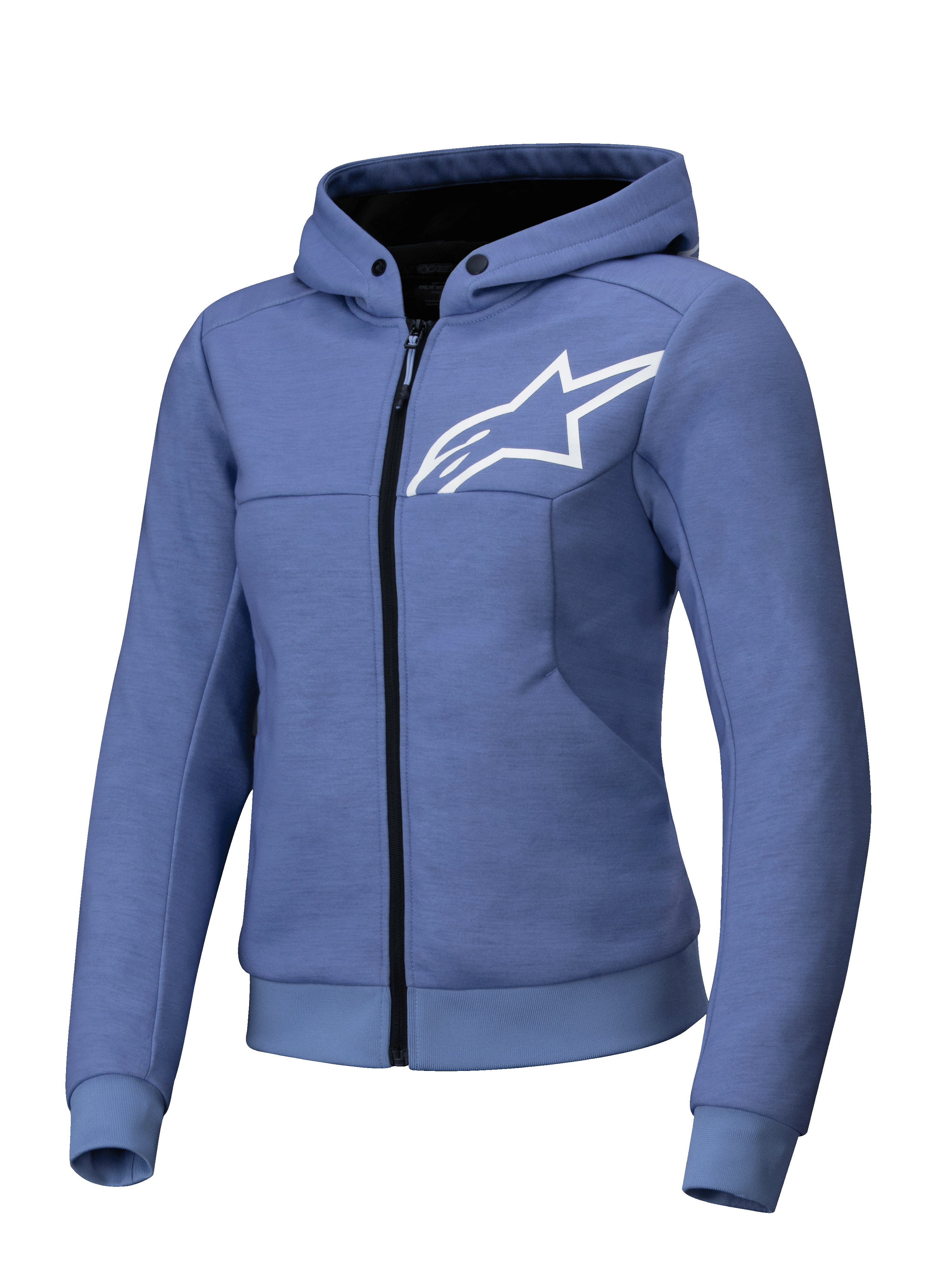 Alpinestars Stella Chrome V2 Sport Hoodie, sudadera de moto para mujer, azul violeta y blanca, compatible con Tech-Air, forro polar técnico, certificada CE Clase A
