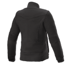 Forro Polar Banshee para Mujer de Alpinestars, chaqueta de moto para mujer, negro, vista trasera, construcción de forro polar casual con paneles acanalados en los codos y dobladillo inferior, diseño de perfil anatómico