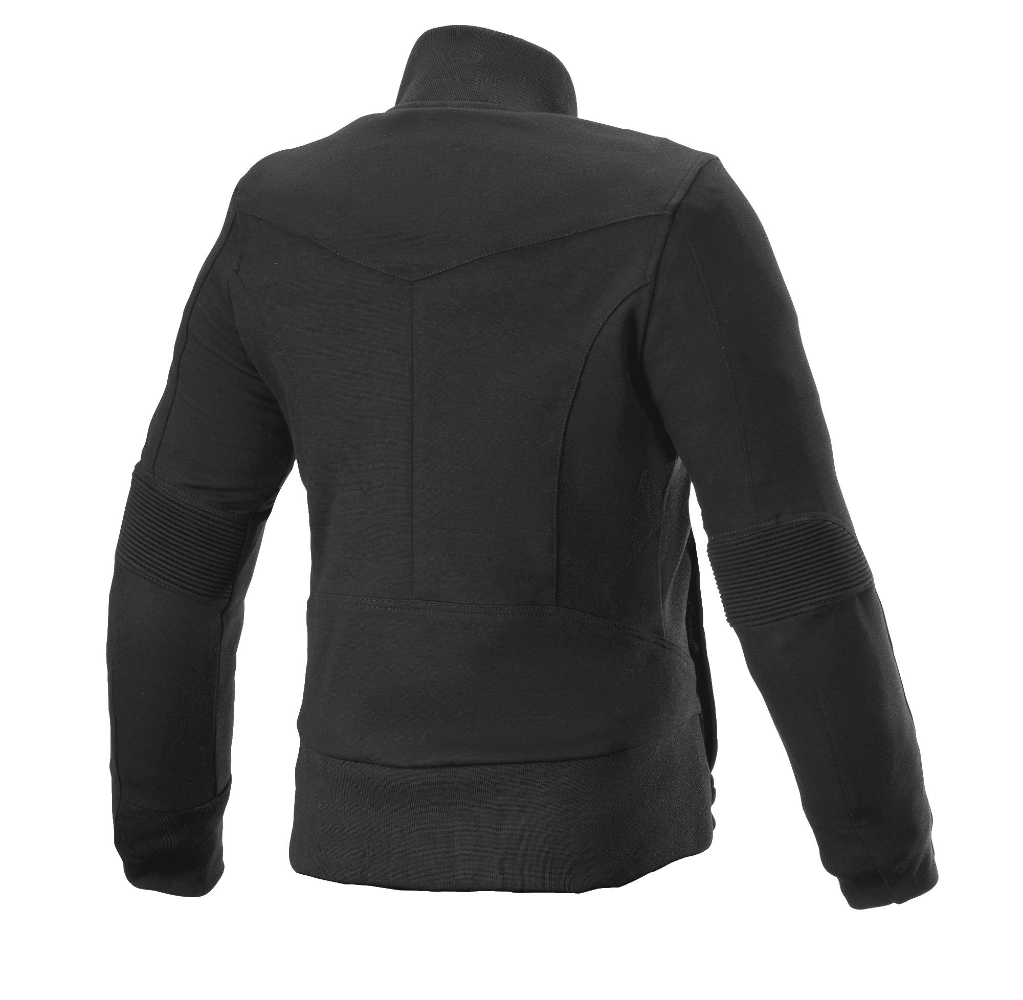 Forro Polar Banshee para Mujer de Alpinestars, chaqueta de moto para mujer, negro, vista trasera, construcción de forro polar casual con paneles acanalados en los codos y dobladillo inferior, diseño de perfil anatómico