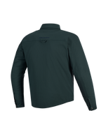 Sobrecamisa Alpinestars Bryon Water Resistant, Dark Emerald, vista trasera, chaqueta de moto de lona encerada resistente al agua, presenta un logotipo bordado en la parte superior de la espalda, lazo trasero para colgar y perfil trasero más largo para mayor cobertura