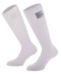 Alpinestars Race V4 Socks, calcetines blancos altos para automovilismo, construcción de Nomex acanalado con etiqueta de certificación FIA, diseño ignífugo para automovilismo profesional