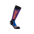 Alpinestars Youth MX Plus Socks, calcetines de motocross hasta la rodilla, negros, azul real y morados con marca naranja, con construcción acanalada y talón y puntera reforzados para conducción off-road