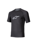Alpinestars Tech KX Sim Top, Short Sleeve Karting Base Layer, Black with white Astars logo on the chest, breathable stretch mesh construction, ergonomic fit for karting and sim racing