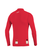 Alpinestars ZX Evo V3 Top, Long Sleeve Auto Racing Base Layer, Red, back view, lightweight flame-resistant material with jacquard mesh construction for breathability