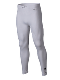 Alpinestars ZX Evo V3 Bottom, pantalón interior de carreras blanco, mallas de compresión ignífugas, con el logotipo de Alpinestars en la cintura elástica y etiquetas de certificación, tejido elástico ligero para rendimiento en automovilismo