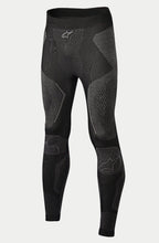 Alpinestars Ride Tech Bottom Winter, pantalones de capa base para motociclismo, negro y gris, con paneles de punto de doble densidad y patrones texturizados, construcción sin costuras, logotipos de Alpinestars en la cintura y las espinillas, diseñados para conducir en climas fríos